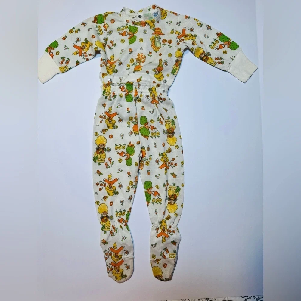 Vintage Carters Two Piece Snapable Footed Playsuit Size 12M